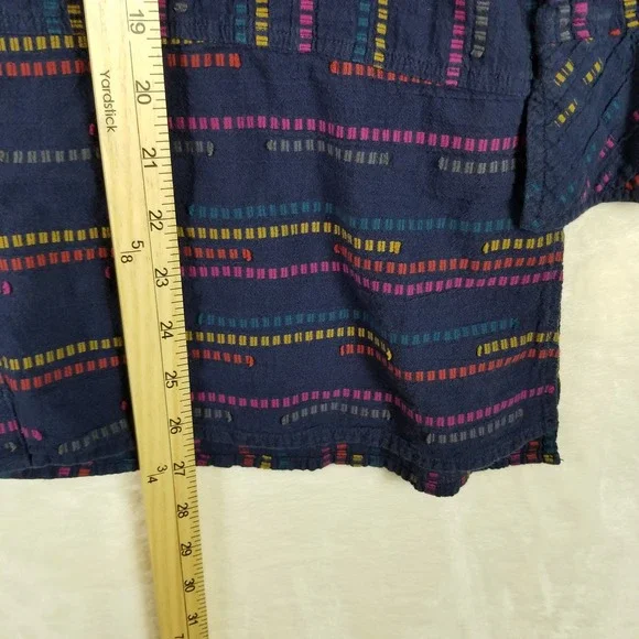 Habitat Clothes To Live In Womens Medium Blue Multi Stripe Ruffle Tunic 46440 - Picture 6 of 7